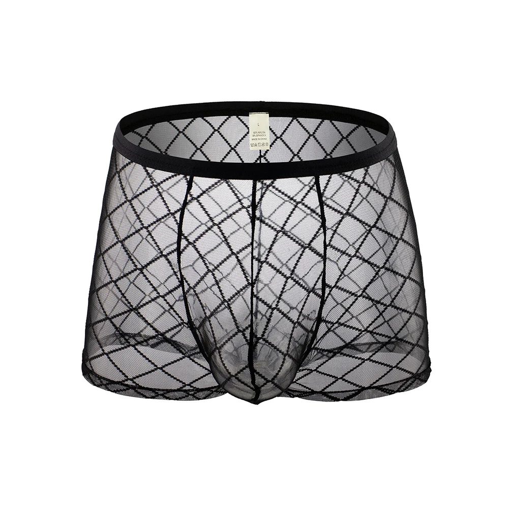 Men Sexy See-through Briefs Sheer Mesh Transparent Uniform Temptation Pouch Underwear Panties Lingerie Swimwear Beachwear