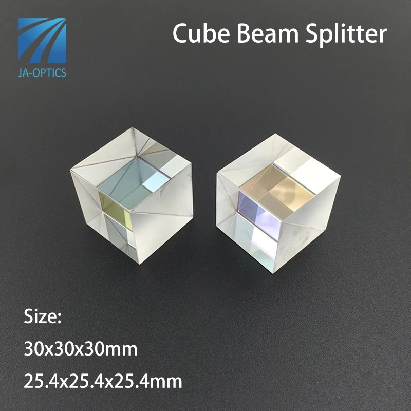 JA-OPTICS Manufacturer 25x25mm 25.4x25.4mm Optical Prism Cube Beam Splitter, BK7 Dispersion Prism