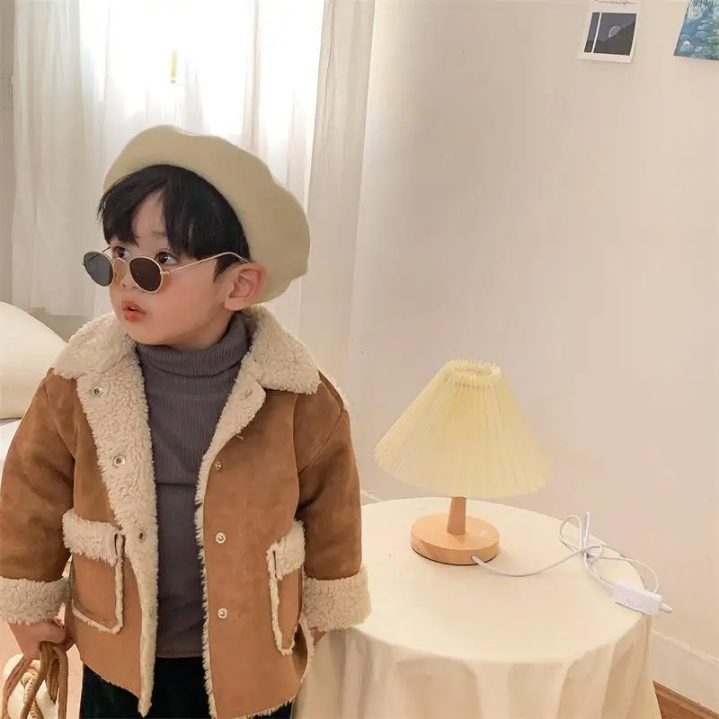 Children Clothing Kids Coat Korean Style Winter Fleece Warm Cute Coat Baby New Fashionable Soli Color Thick Coat for Kids