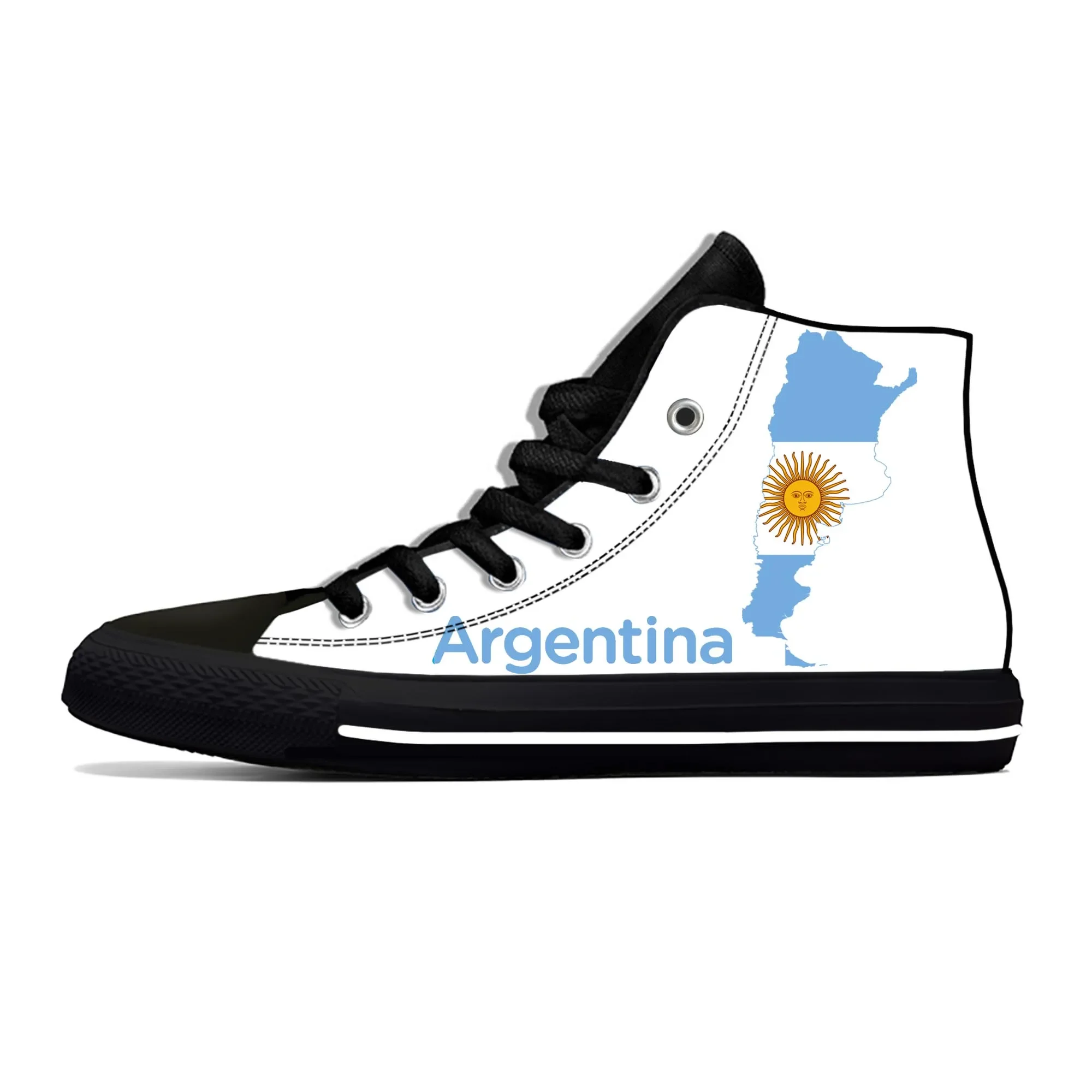 Argentina Flag High Top Sneakers Mens Womens Teenager Casual Shoes Running Shoes 3D Printed Breathable Lightweight shoe