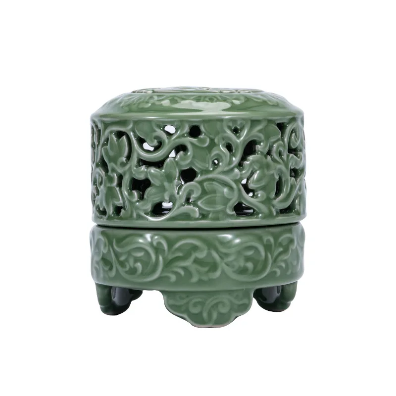 Entwined lotus celadon incense burner