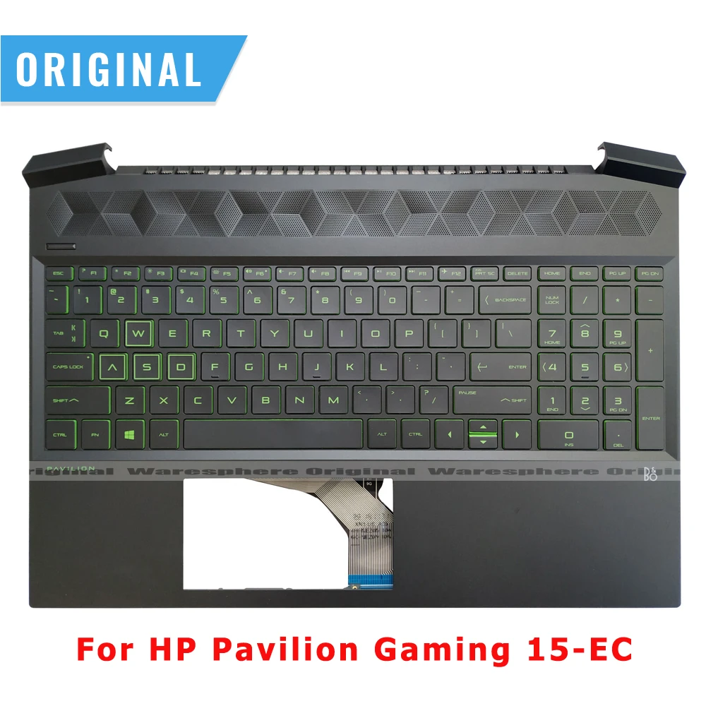 

New Original L72597-001 Palmrest for HP Pavilion Gaming 15-EC 15Z-EC000 Top Cover With Green Words BL Backlit US Keyboard Black