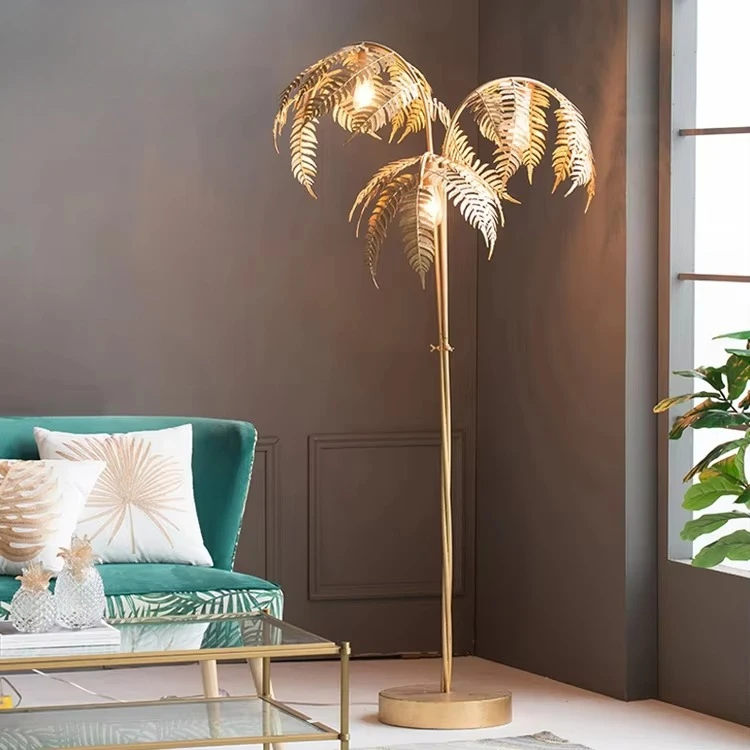 Modern LED Lighting Gold Home Hotel Decor Palm Tree Copper Nordic Standing Floor Lamp Bedroom Villa Enhancement