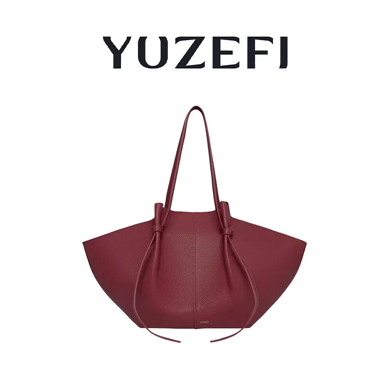 

YUZEFI Women Crossbody Bag Solid Color Large Capacity Leather Design Maillard Color Retro Versatile Multi Functional Handbag