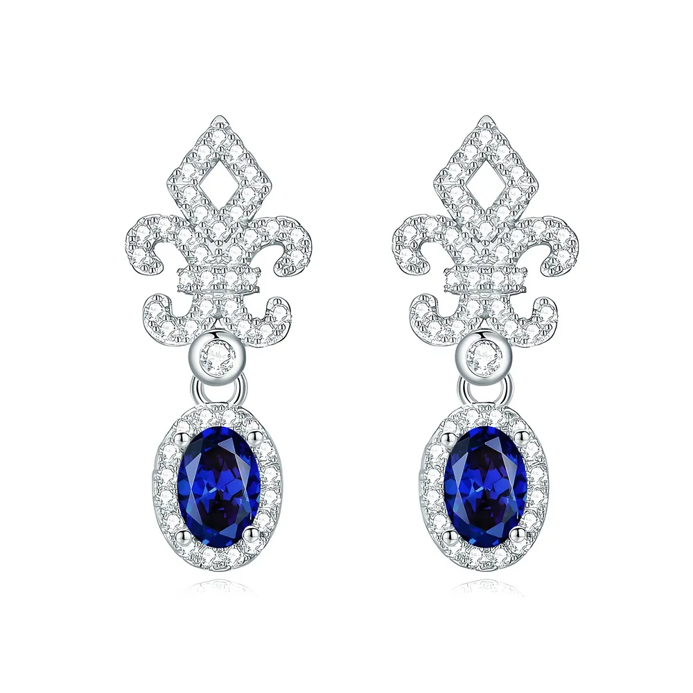 

New Royal Manor Earrings Women's S925 Silver Royal Sapphire Stud Earrings European and American High-end Jewelry