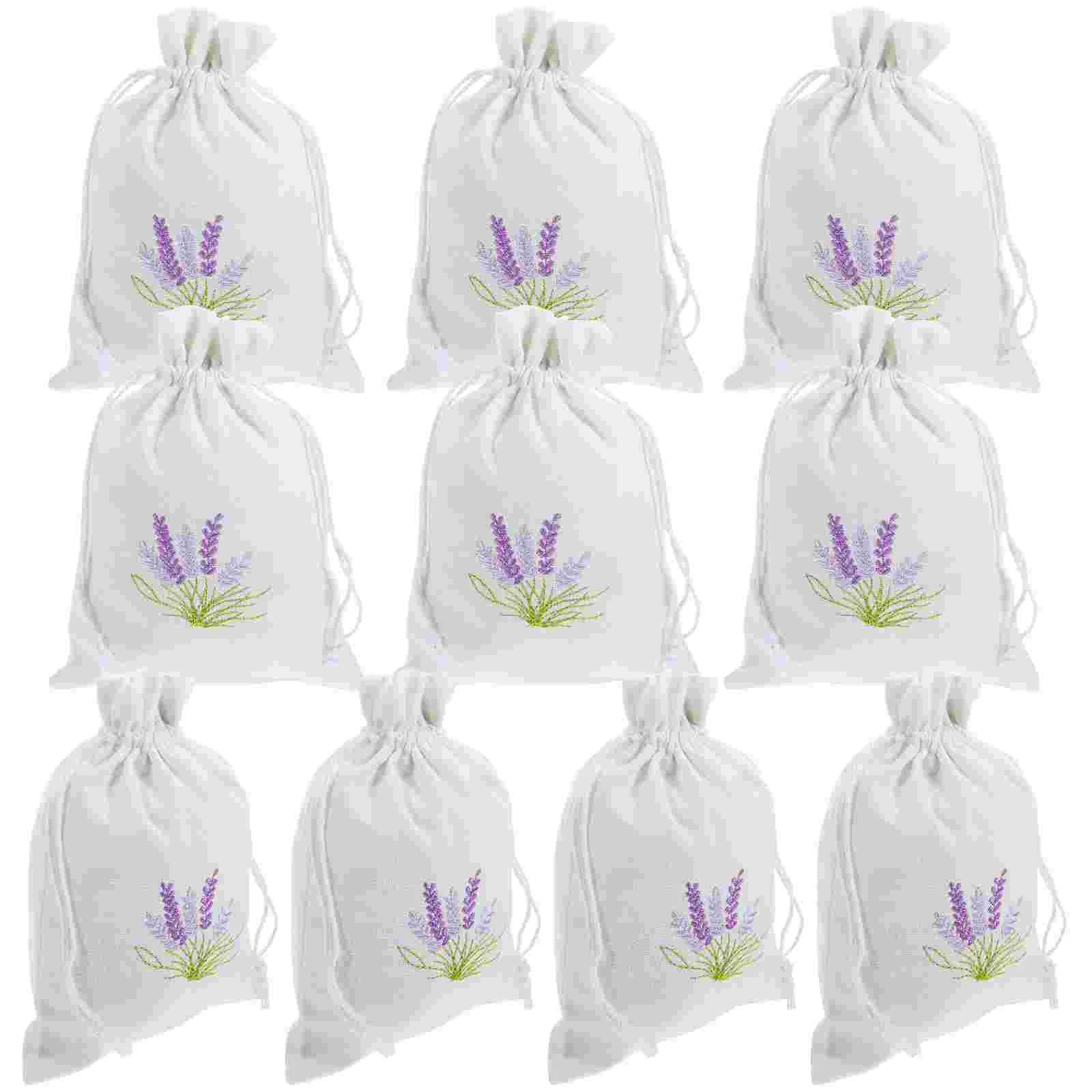 10 Pcs Lavender Sachet Bag Cotton Dried Flower Perfume Pendants Jewelry Pouches Wardrobe Bags Soft Drawstring Closure
