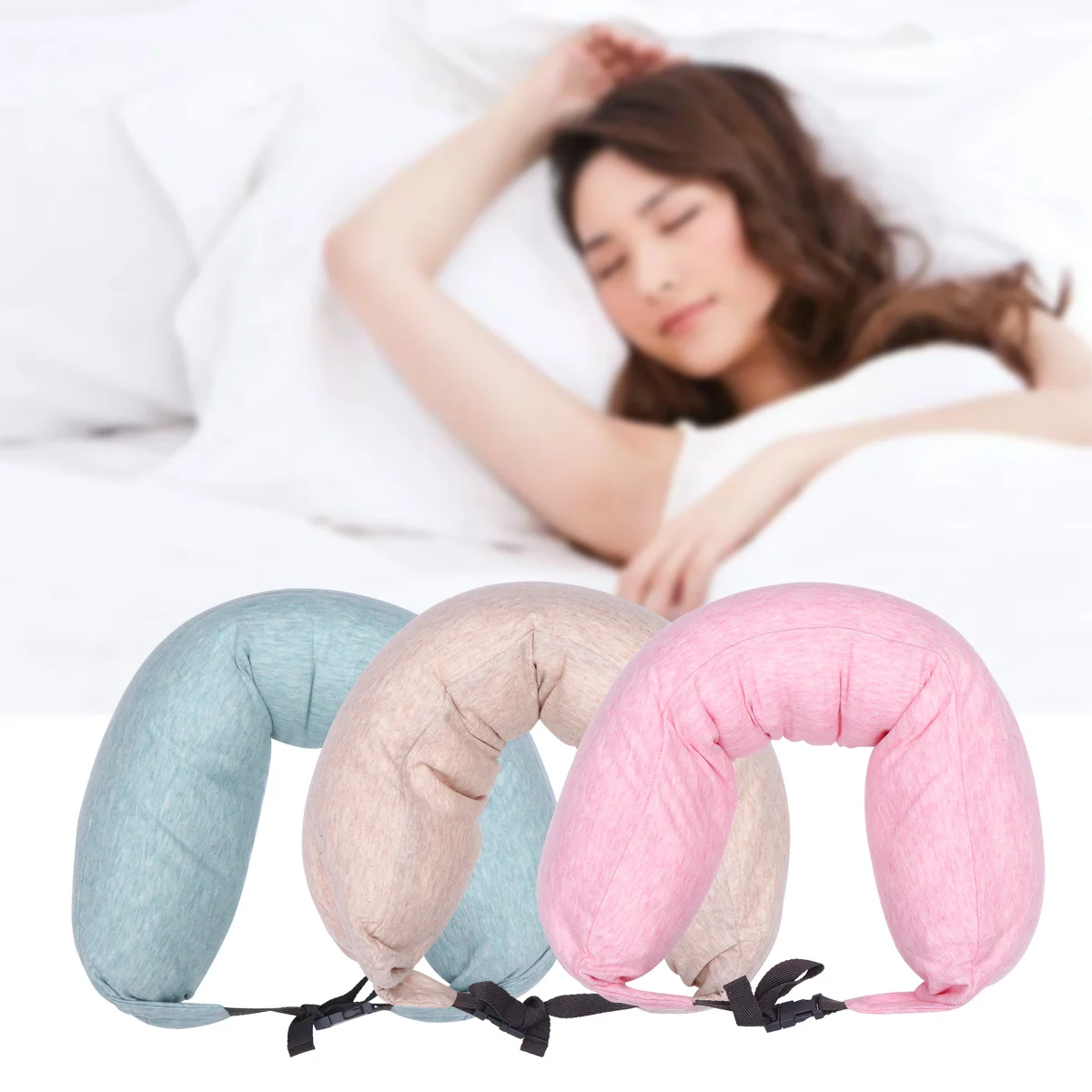 

For Home Travel Rest U-Type Comfortable Nap Neck Sleeping Pillow Rest Pillow Pink