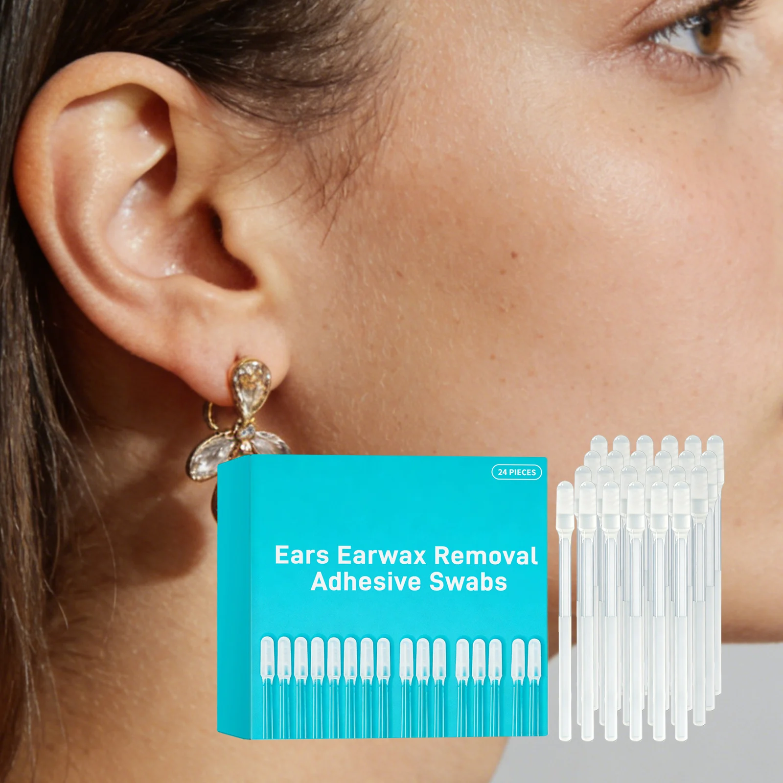 Adhesive Ear Wax Removal Swabs, Disposable Sticky Ear Cleaning Sticks, Gentle Ear Care Tools for Home Ear Cleaning, 24Pcs