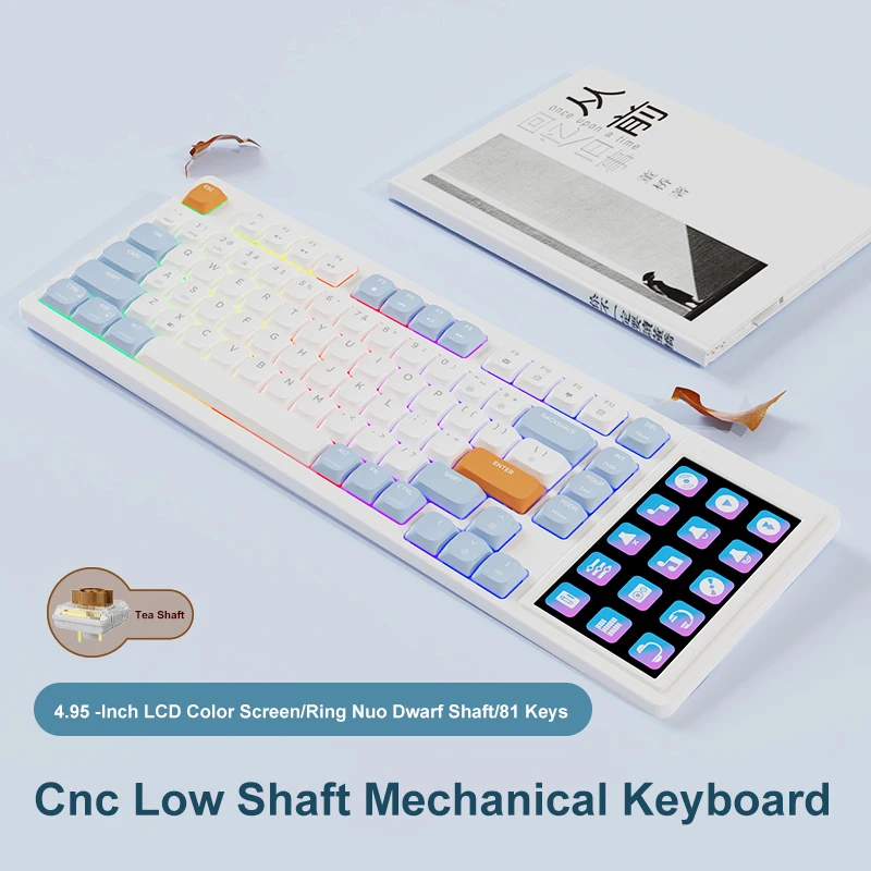 Ajazz AKP815 Wired Gaming Mechanical Keyboard RGB 81 Keys Touch Pad Color Screen Gamer Custom Keyboard Gasket for Pc Laptop