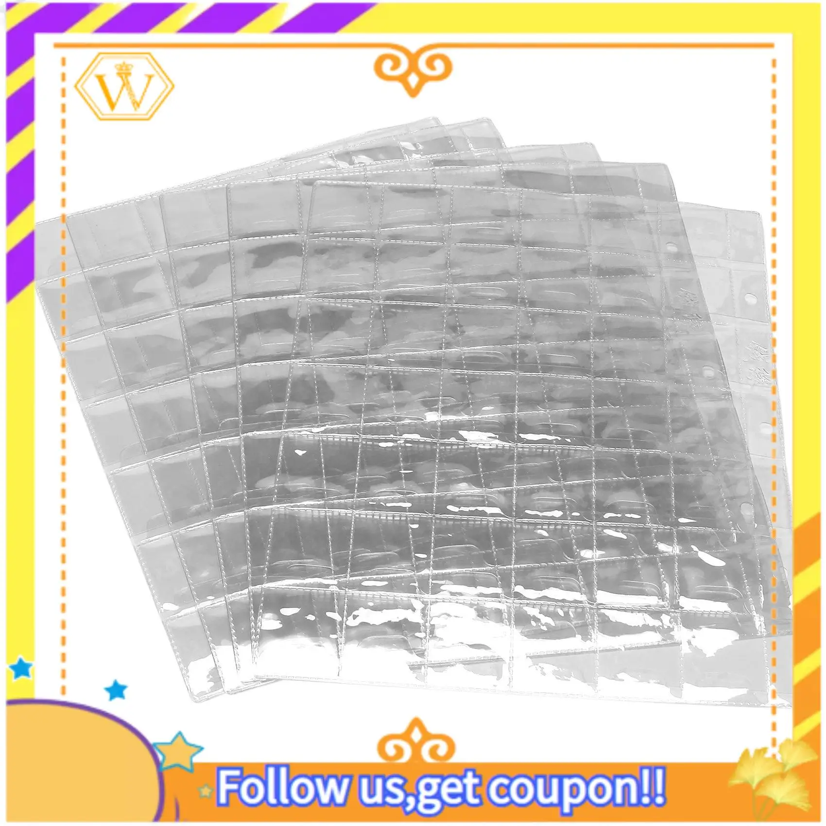 A01K-10 PCS 42 Pockets Clear Coin Holders Folder Sheets Storage Cash Money Collection Album Creative PVC Albums Collecting