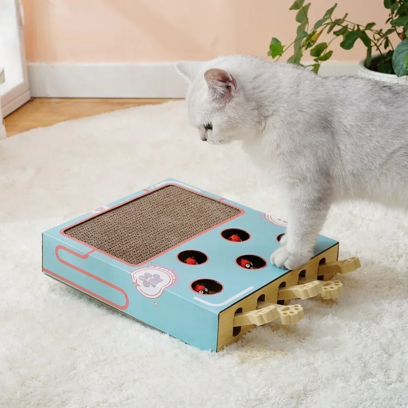 Nuevo juguete para gatos Chase Hunt Mouse, caja de juego para gatos 3 en 1 con rascador, palo para gatos divertidos, laberinto interactivo Gophers