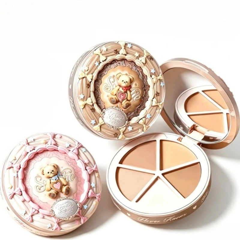 Flower Knows  The Sweetie Bear Collection Makeup 4-color Concealer Palette Brighten High Cover Cream Natural Face  Cosmetics