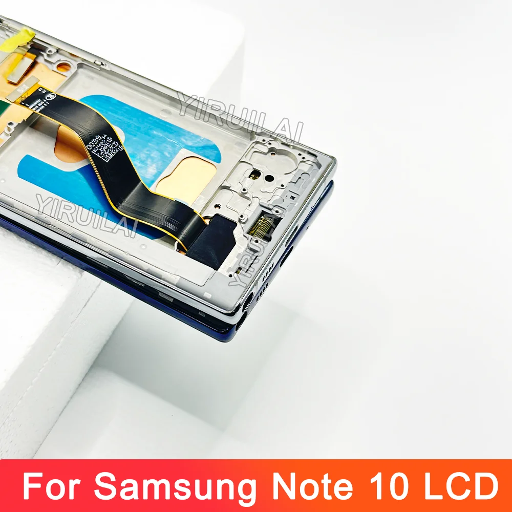 Testato Nota 10 Schermo con Cornice Per Samsung Note10 N970F N970U N970W Display LCD Touch Screen Digitizer Assembly di Ricambio