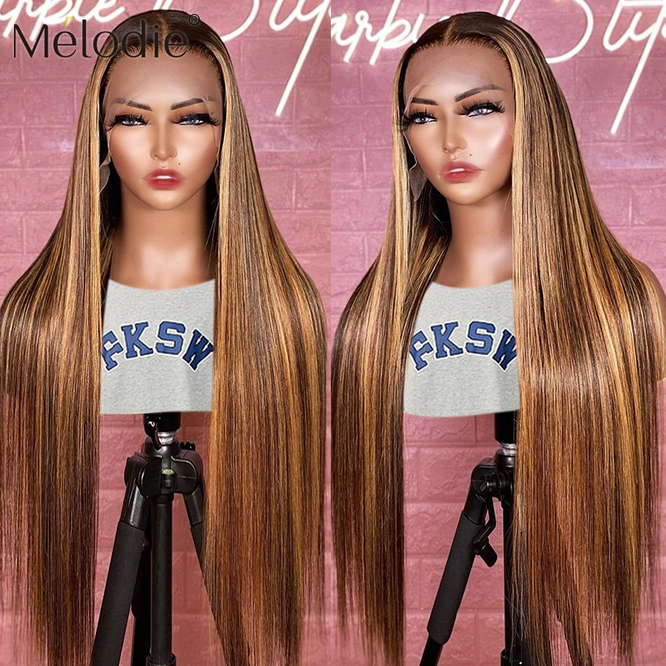 Highlight Wigs Human Hair 13x6 HD Lace Frontal Wig Human Hair Ombre Colored 100% Quality Straight Lace Front Wigs For Women 13x4