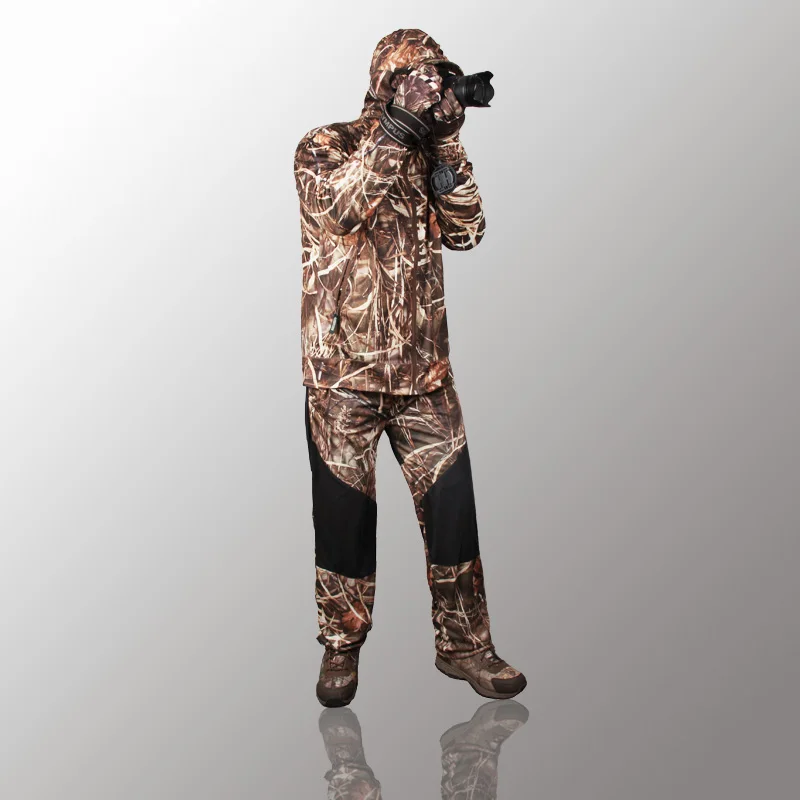 Spring Autumn Reed Camo Hunting Fishing Suit For Men Comfortable Polyester Quick Drying Anti-Sweat Breathable Hunting Clothes