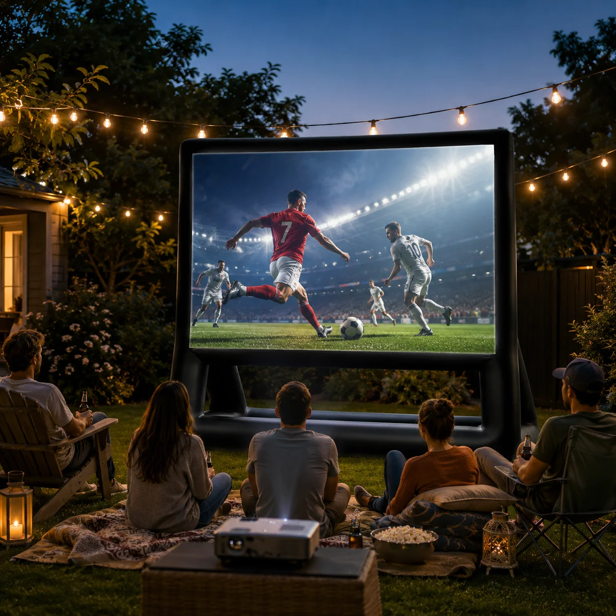 Inflatable Outdoor Movie Screen, Freestanding Support Frame for Backyard Cinema, Parties, Events, Portable Projection Screen