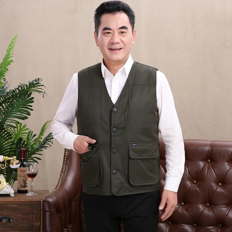 Men's Lightweight Fleece Vest V-Neck Thermal Lining Waistcoat Black-Navy/Olive L-4XL Sleeveless Outerwear Winter Autumn Attire