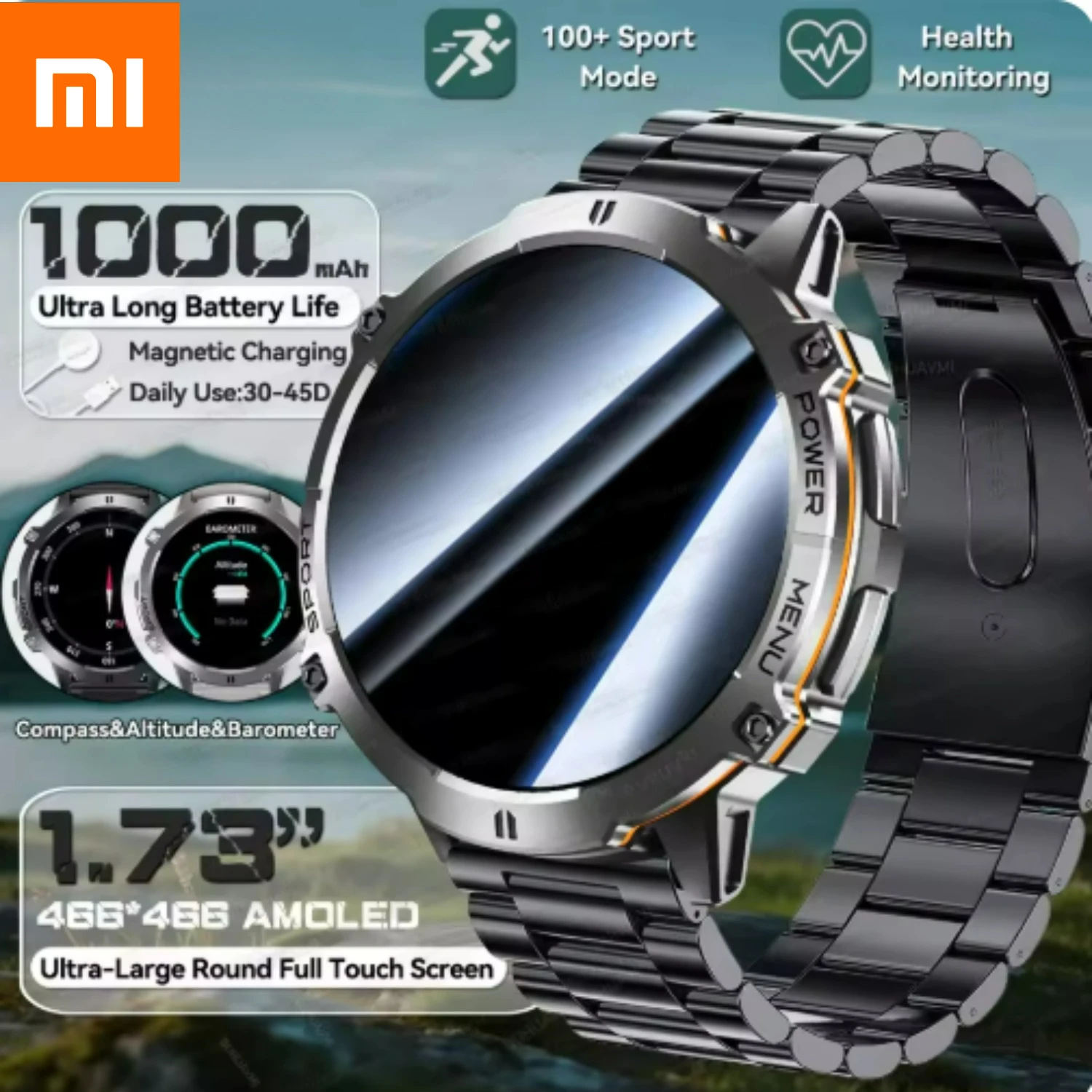 

Xiaomi 2026 T-Rex 3 Военные Bluetooth-вызовы Смарт-часы Компас Барометрический Высотомер 10 АТМ Водонепроницаемые спортивные умные часы для мужчин