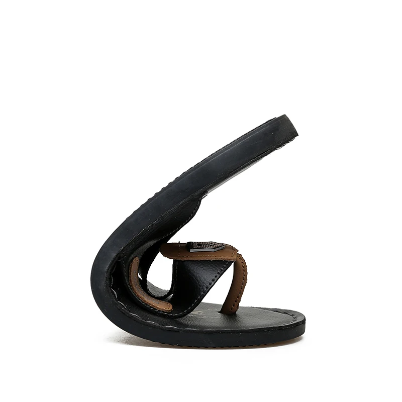 Men\'s Leather Flip Flops Summer Fashion Non-slip Beach Slippers Casual Flat Sandals for Men Outdoor Walking Shoes Big Size 48 49