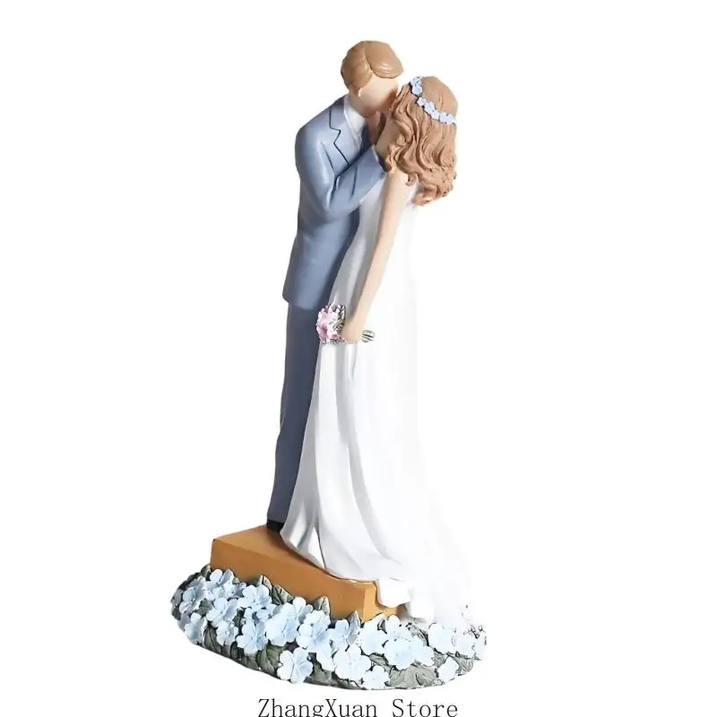 Liebhaber umarmt Statue künstlerische Harz Kuss Paar Skulptur mit Basis Home Desktop Dekoration Geschenk für Hochzeitstag 3XUF – Detail 8