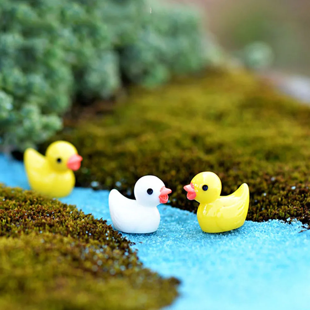 40pcs Miniature Resin Ducks Bonsai Decor Micro Landscape Props Desktop Mini Duck Adornment Charms Garden Ornament Educational