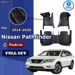 Car Floor Mats For Nissan Pathfinder R52 7seat 2014~2020 Auto Anti-dirt Pad leather Mat Rugs Pad Interior Parts Car Accessories