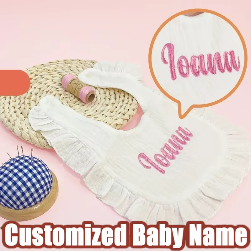 

Индивидуальный хлопковый муслиновый нагрудник с именем для новорожденных, салфетка для отрыжки, аксессуар для кормления, подарок на выписку/на рождение ребенка