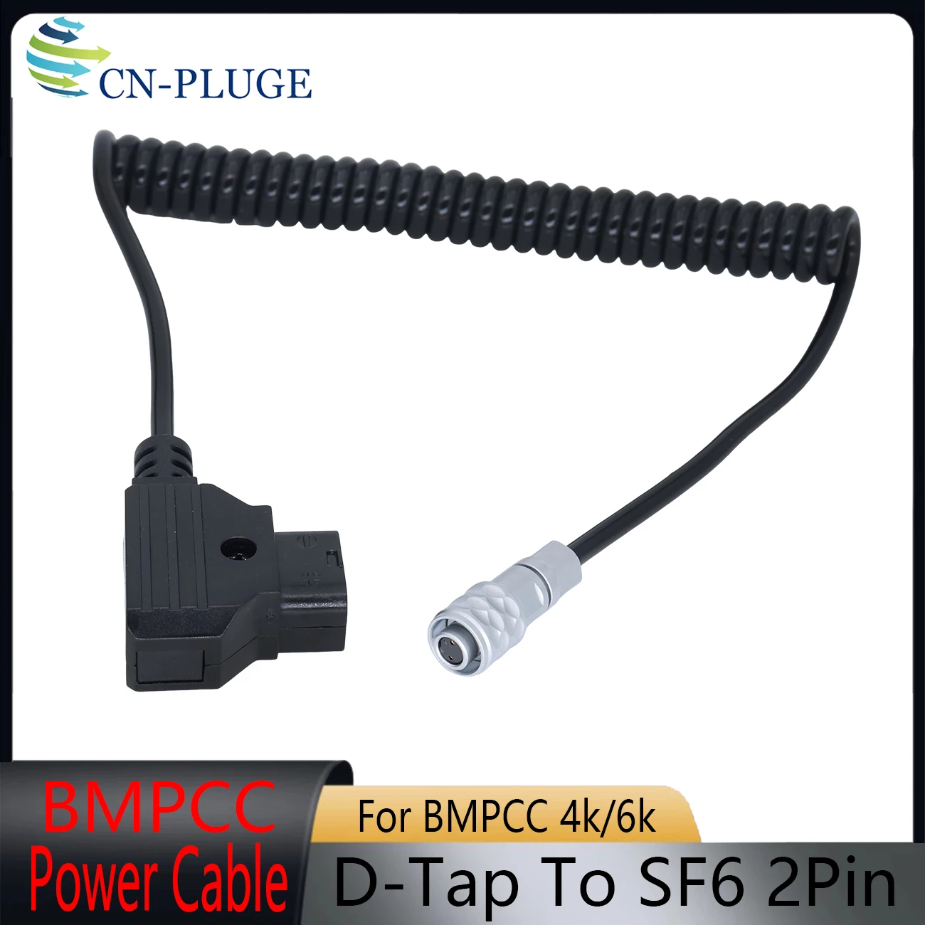 D-Tap to BMPCC 4K 6K Pro 2Pin Female Power Cable, Suitable for Blackmagic Pocket Cinema 4K and Gold and V-Mount Battery