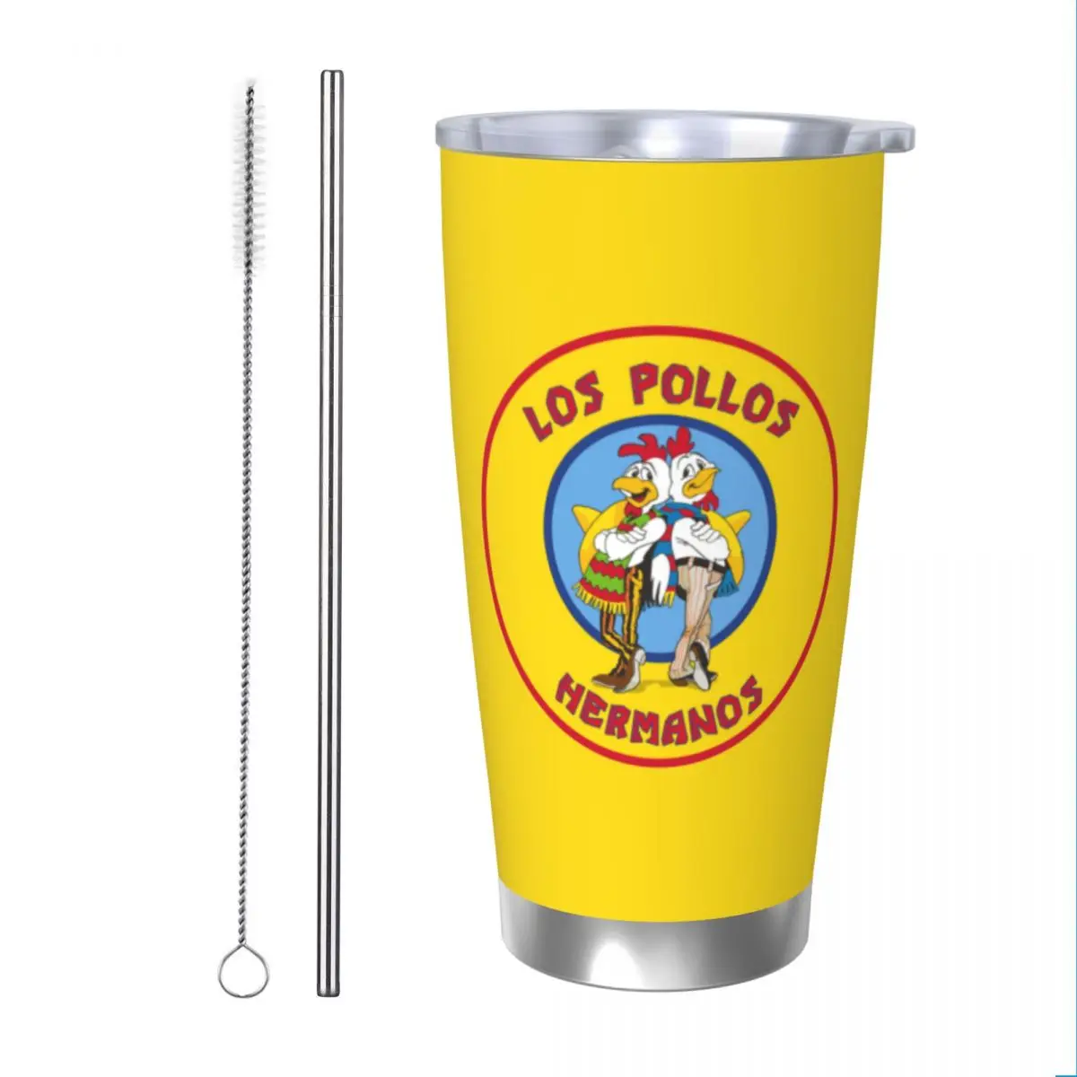 Breaking Bad Los Pollos Hermanos Tumbler Vacuum Insulated Chicken Brothers Thermal Cup with Lid Straw Mugs Water Bottle, 20oz