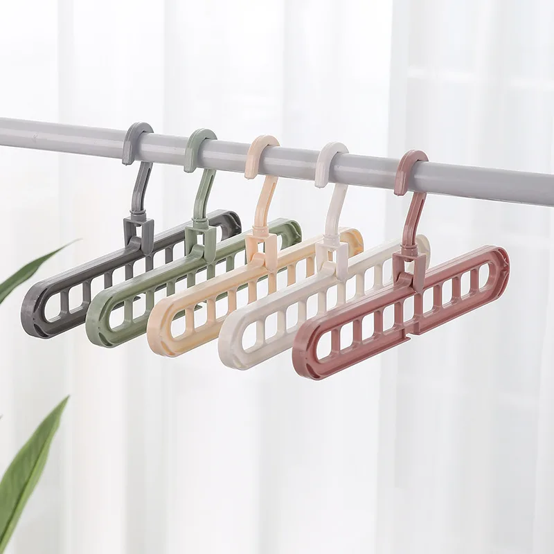 Magic 9-hole Clothes Hanger Closet Organizer Multi-port Clothing Drying Rack Wardrobe Plastic Storage Rotating Pants Coat Hanger