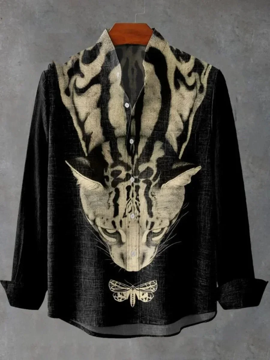 

Spring and Autumn Men's Long sleeved Shirt Hawaii High end Men's Stand up Collar Long sleeved Printed Fashion Casual