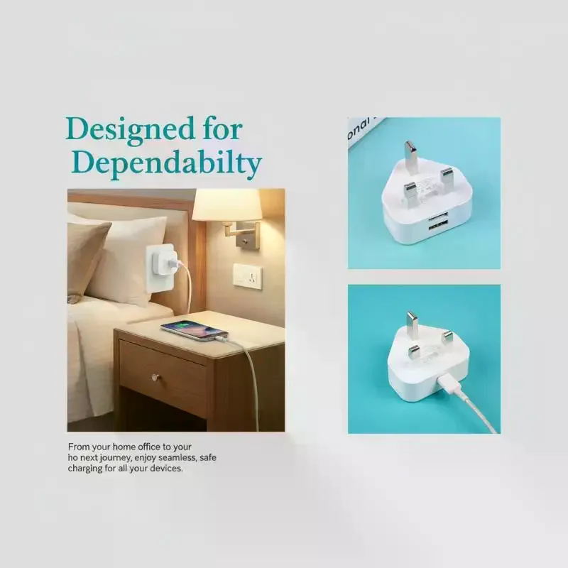 Universal UK Plug USB Charger 3 Pin Wall Adapter Fast Charging For iPhone Huawei Mobile Phone