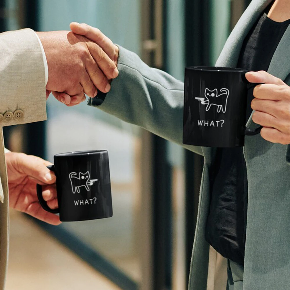 مضحك القط السيراميك القهوة القدح ما كوب حليب القط مكتب فنجان شاي 11oz كوب أسود رجل كوب البيرة المنزلية #2