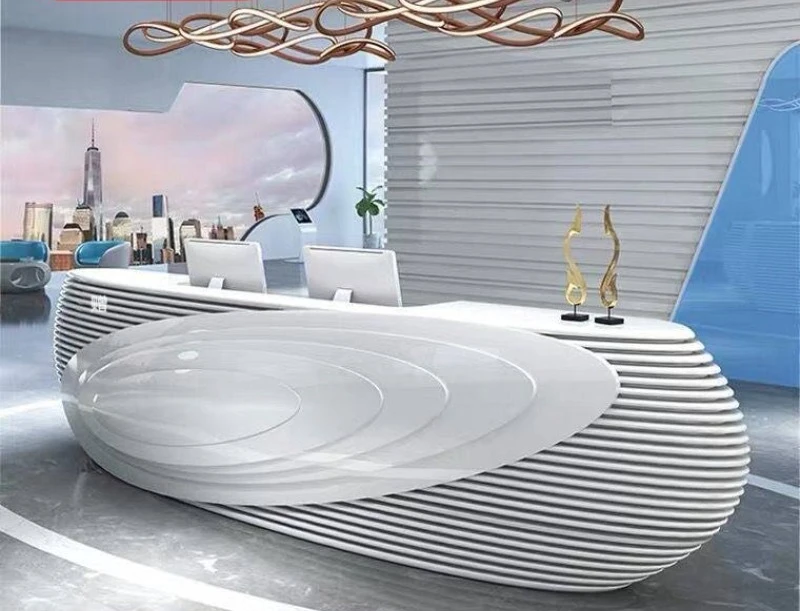 Modern Easy Clean Reception Desk Customizable Size Front Counter for Shop Salon Clinic Stable Durable Reception Desk