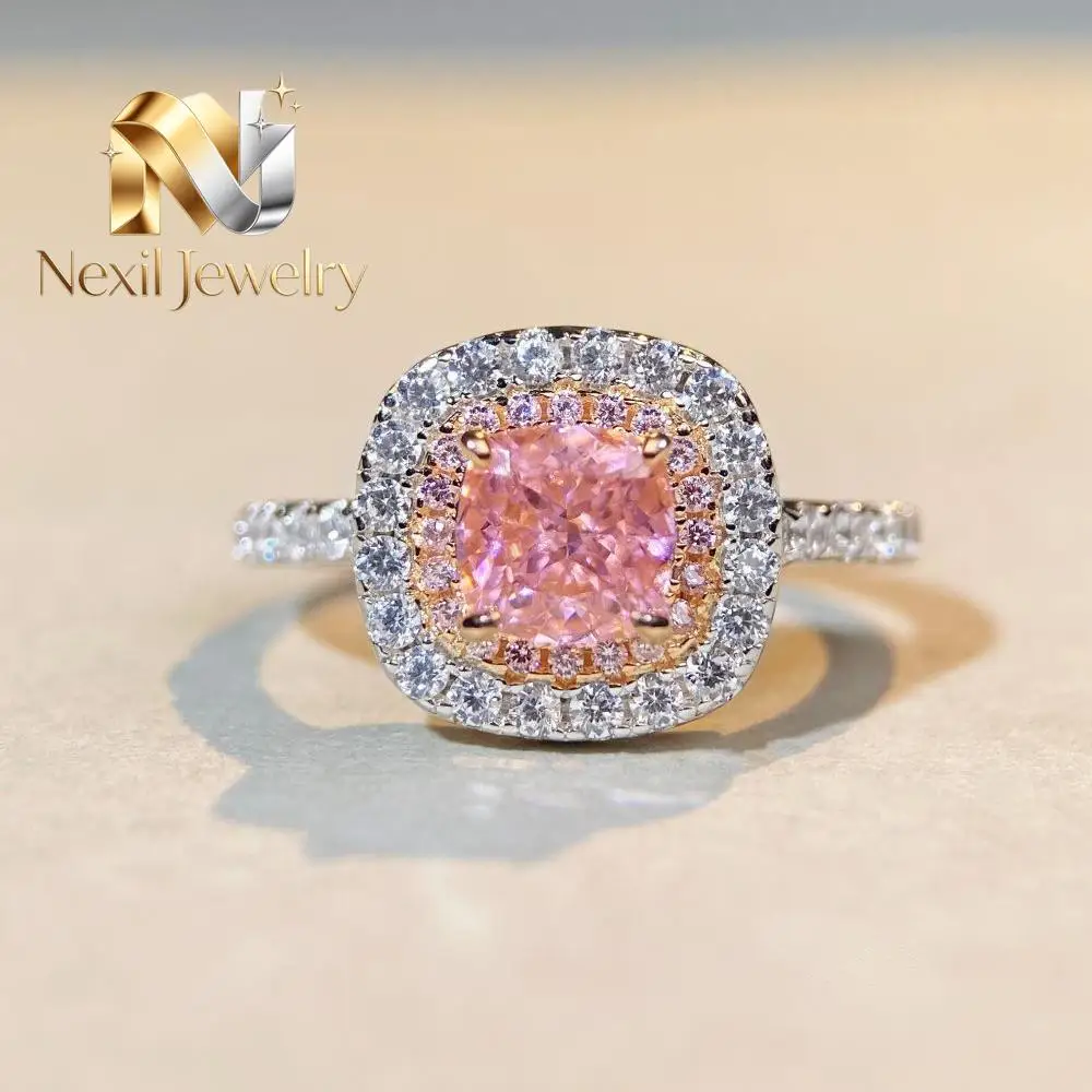 

Nexil Jewelry Nexil Jewelry Luxury Solid Platinum PT950 Women's Yellow Diamond Luxury Square Bag Full Diamond Diamond Ring Re