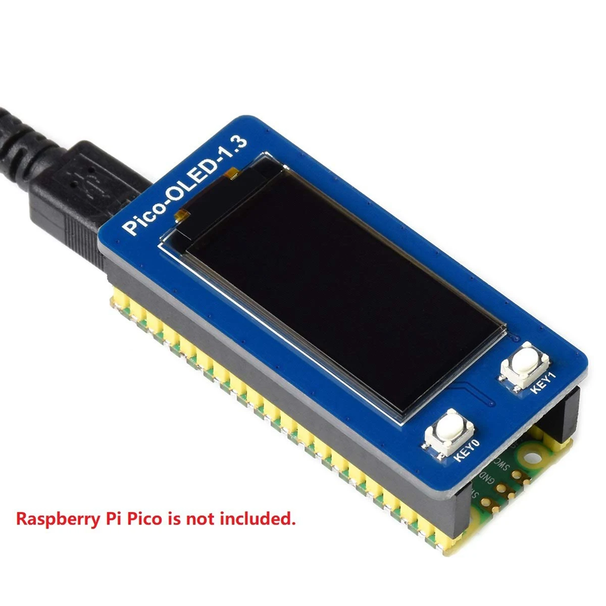Waveshare แผงควบคุมไมโครคอนโทรลเลอร์64X128พิกเซลสำหรับ Raspberry Pi Pico, ไดร์เวอร์ SH1107แบบฝัง