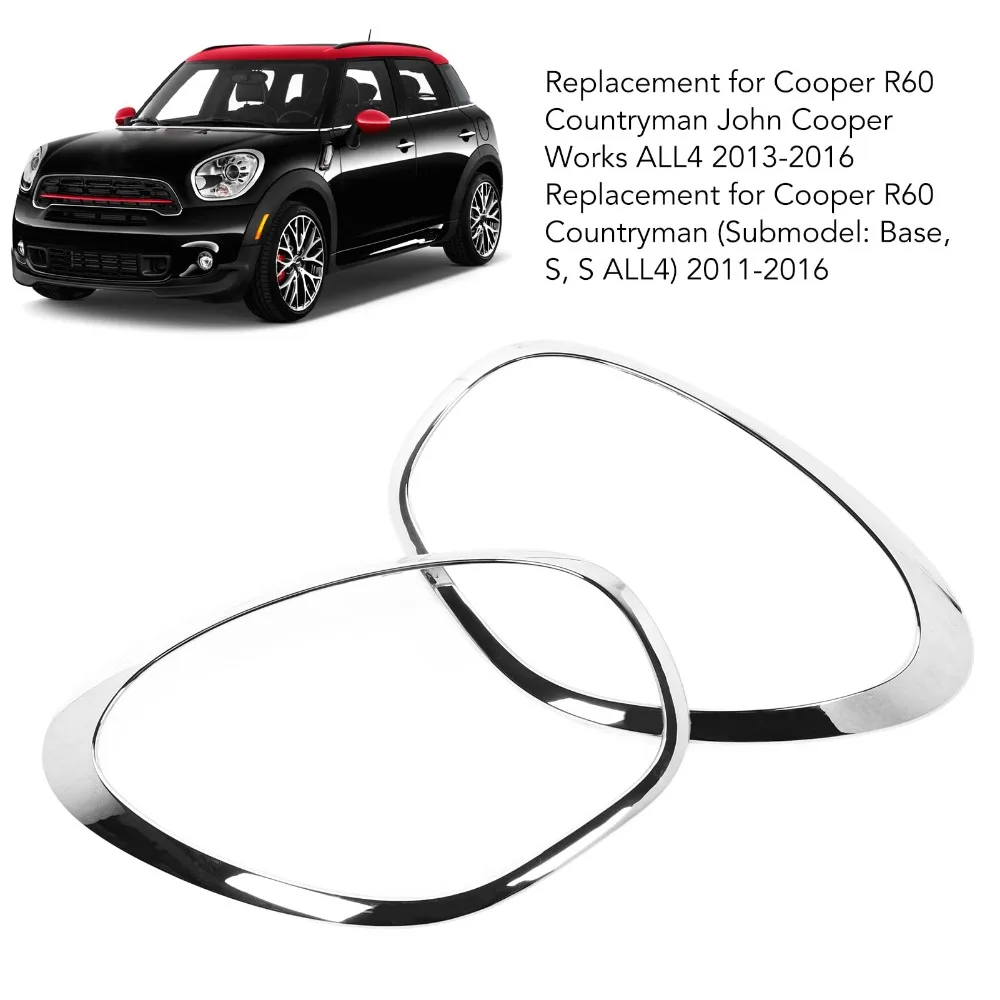 

Chrome Headlight Ring Bezel Trim Surround Cover Left Right For MINI Cooper R60 Countryman S ALL4 11-16 51139801573 51139801574