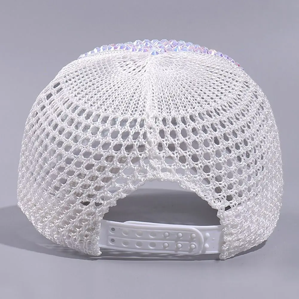 Mesh Rhinestone Baseball Cap Lightweight Breathable Rhinestone Visor Hats Rhinestone Embellished Simple Duck Tongue Hat
