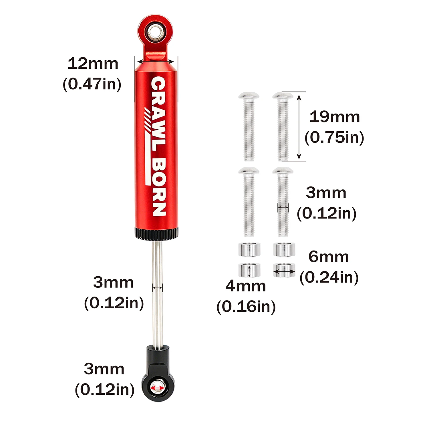 70/80/90/100/110mm Metal Built-in Spring Shock Absorber Damper for 1/10 RC Crawler Axial SCX10 II RBX10 Wraith TRX4 Redcat Parts