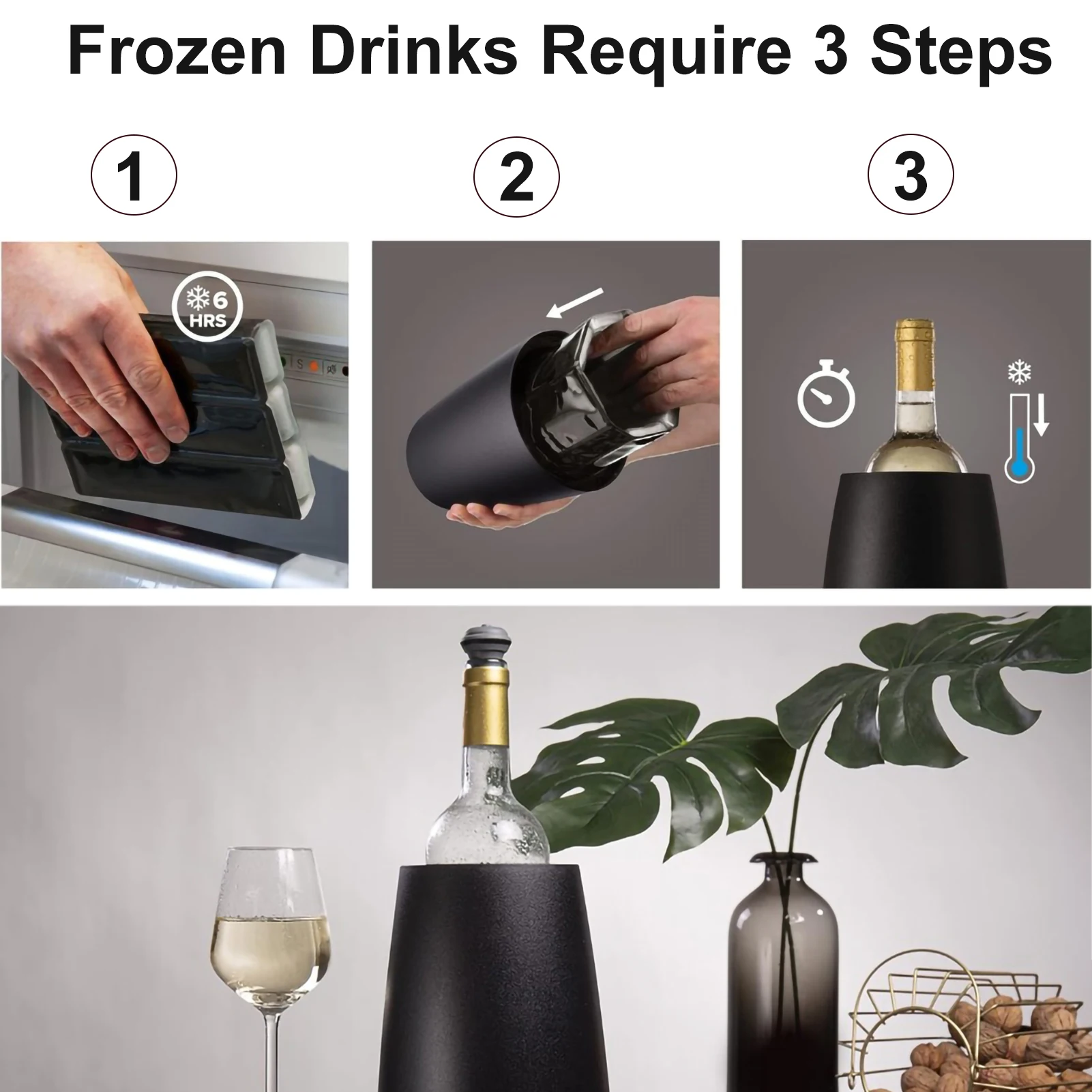 Plastic Ice Bucket with Instant Ice Pack Reusable Portable Outdoor Single Bottle Champagne Chill Wine Cooling Bowl Ice Free