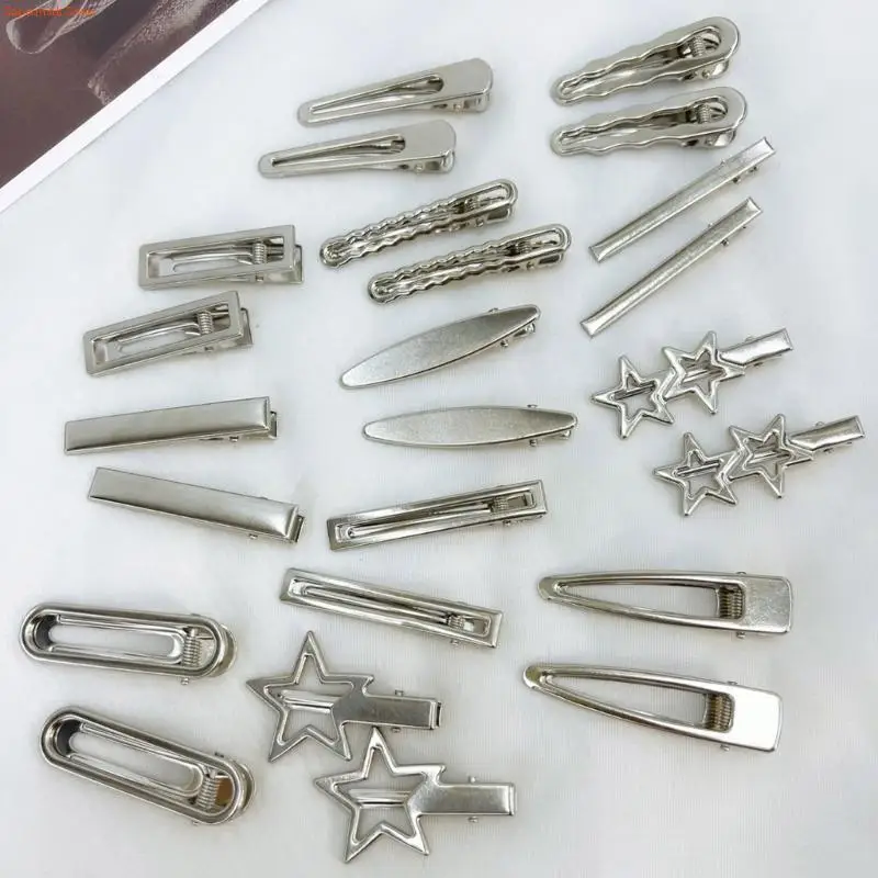 Q5WE 24Pcs Metal Star Hair Clip 2000s Duckbill Clip Side Barrettes for Everyday Wear