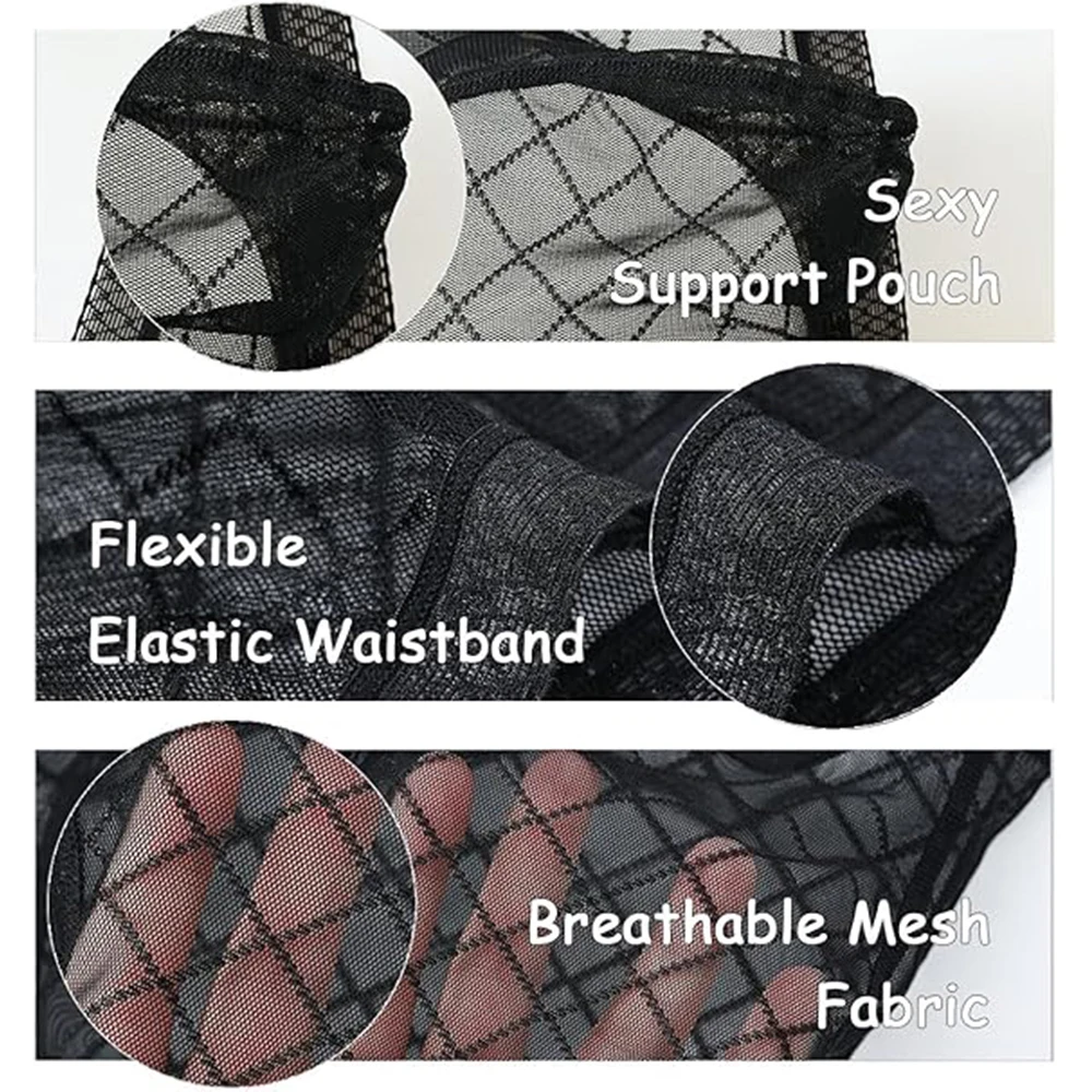 Jinshi Men's Soft Mesh Underwear See Through Breathable Sexy Boxers Trunks For Men