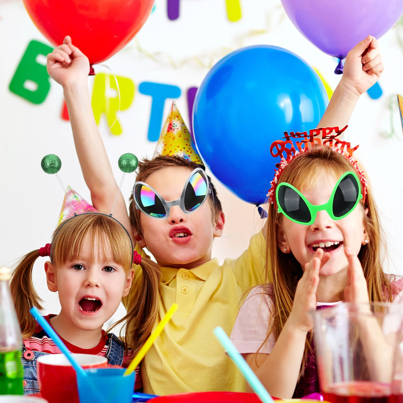 1 مجموعة 1 مجموعة هوائي عقال نظارات قوس قزح عدسة مضحك النظارات لجميع القديسين زي حفلة تأثيري اكسسوارات ديكور #1