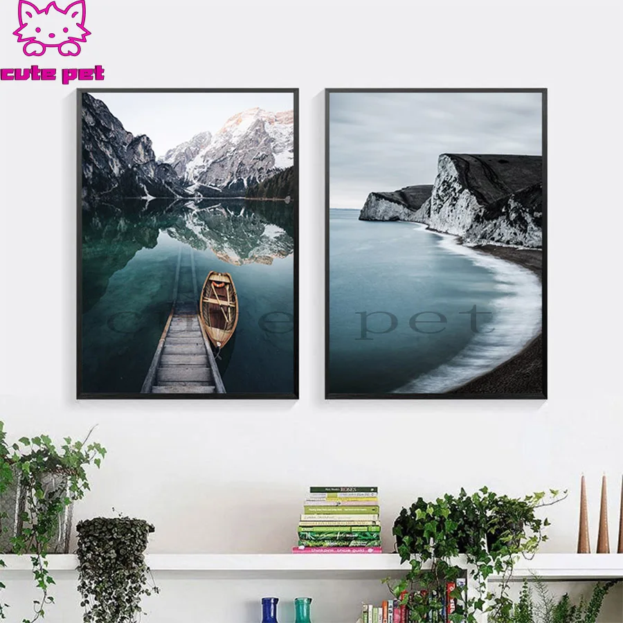 2PCS DIY round squareModern art, natural scenery  diamond embroidery pattern cross stitch kits 5d diamond painting rhinestone