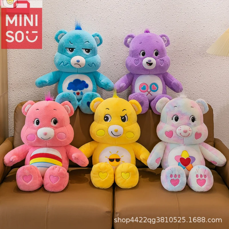 

Милая Радужная медведь MINISO Carebears, плюшевые игрушки, милый красочный медведь из аниме, мягкая игрушка, декор для комнаты, подарки на день рождения