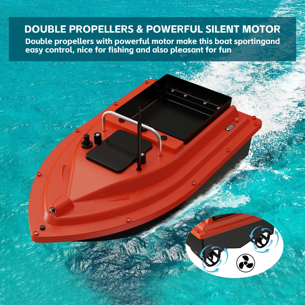 GPS Fishing Bait Boat with Large Bait Container 1.5KG Load 12000mAh Automatic Bait Boat with 400-500M Remote Range