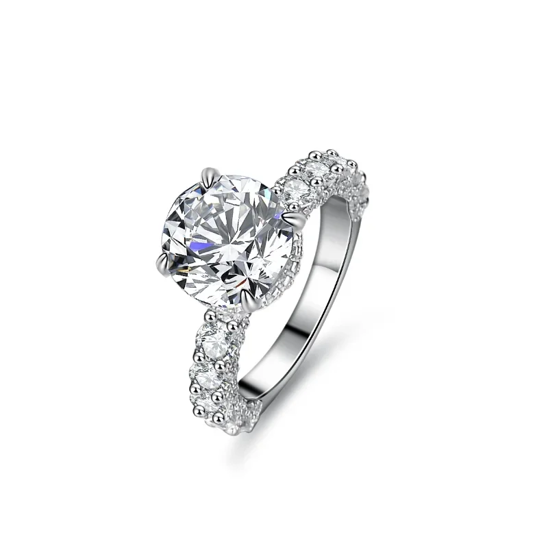 

Round 3 Carat Moissanite 925 Silver Ring for Women Engagement Jewelry