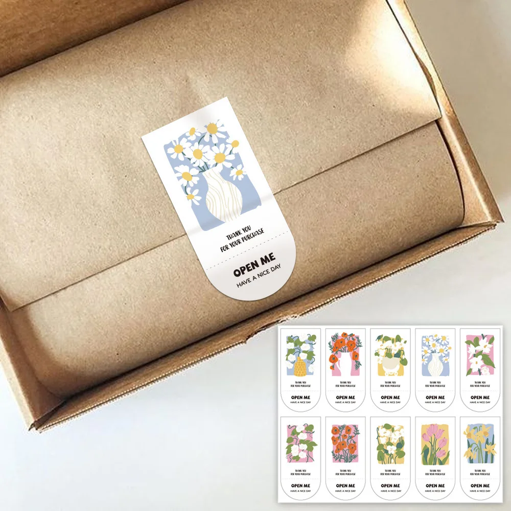 100pcs This Package Nice To Meet You Too Sticker Seal Label Thank You Small Business Handmade Merchandise Decoration Stickers