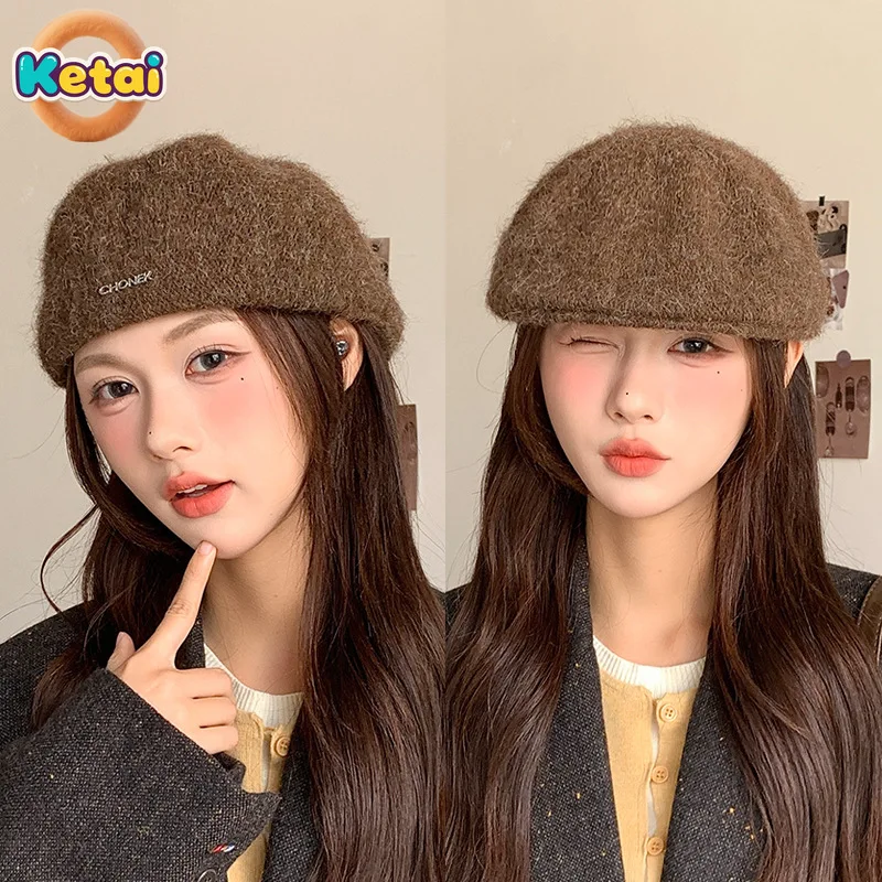 قبعة بيريه عكسية ترتدي قبعة عصرية راقية متعددة الاستخدامات للخريف والشتاء، تظهر الوجه، قبعة فنان صغيرة متماسكة #2