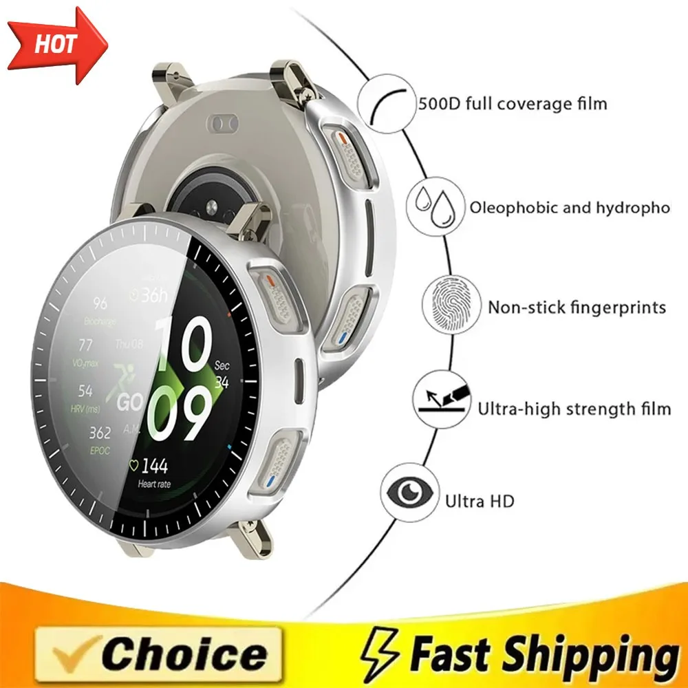 Чехол для ПК + стекло высокой четкости для Amazfit Active 3, защитное стекло для экрана, защитные аксессуары от падения, чехол для Amazfit Active Max